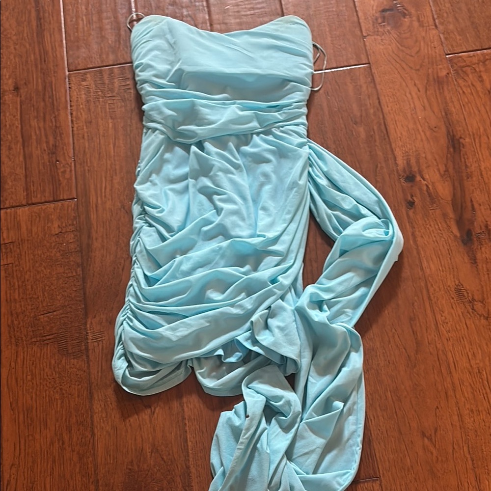 Fashion Nova Liza Mesh Mini Dress - Aqua